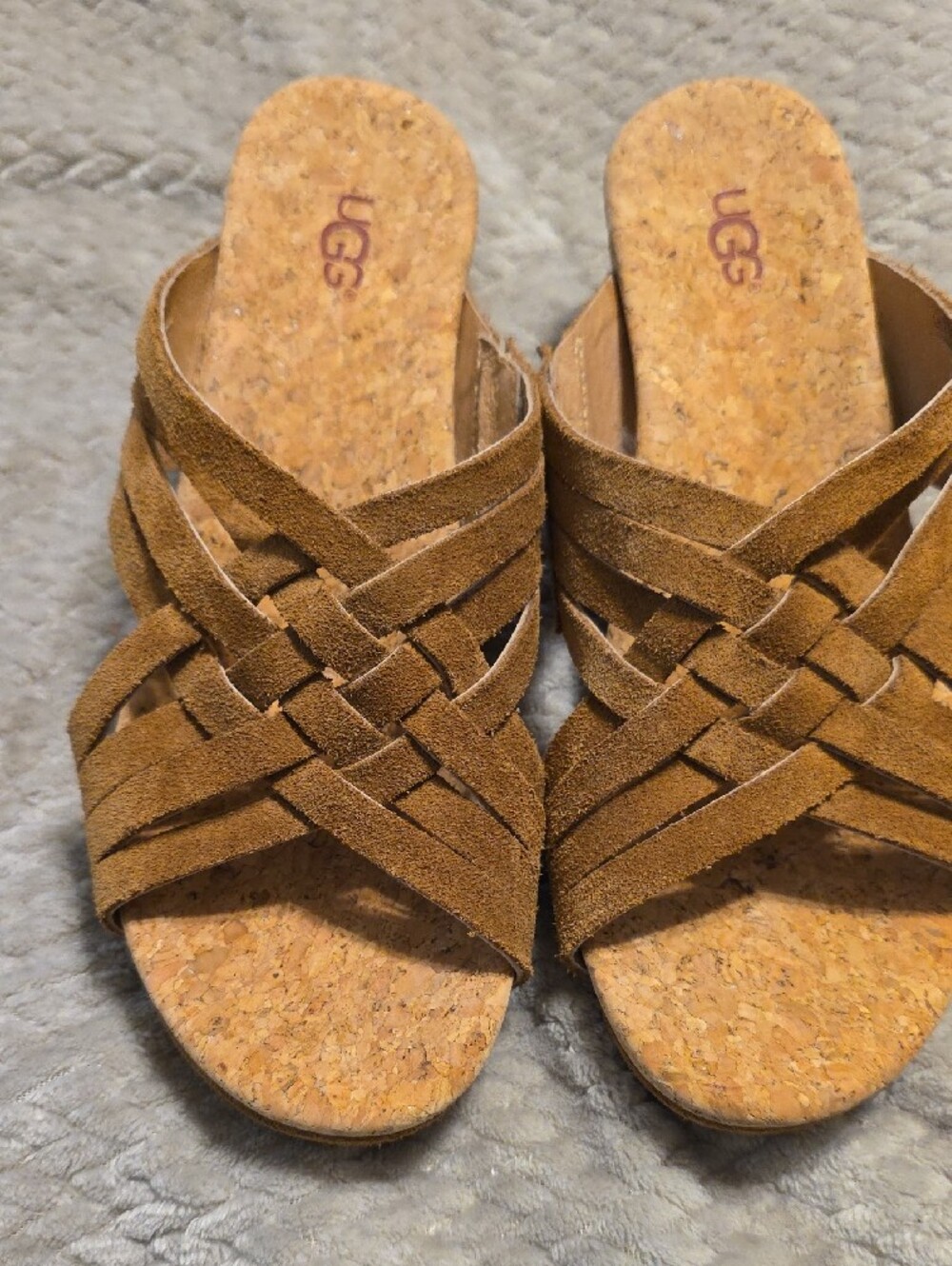 UGG Women's Chestnut Suede Wedge Slide Sandals - Picture 3 of 5